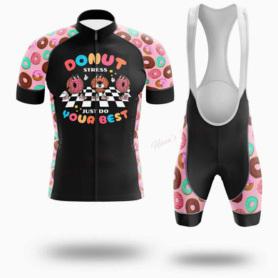 Donut Stress Just Do Your Best Cycling Jersey Short Sleeve - Short Sleeve Cycling Jersey Kit-White