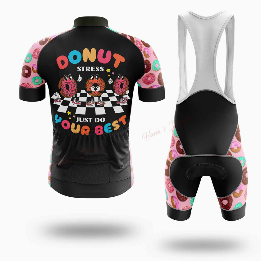 Donut Stress Just Do Your Best Cycling Jersey Short Sleeve - Short Sleeve Cycling Jersey Kit-White