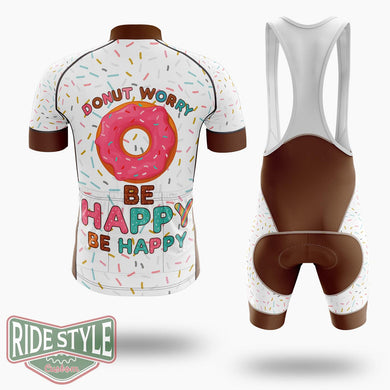 Donut Worry Be Happy Cycling Jersey Kit, Bicycle Clothing Summer New - Short Sleeve Cycling Jersey Kit-White