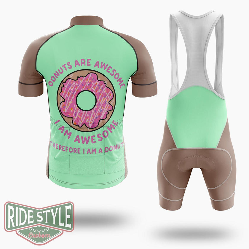 Donuts Are Awesome, I Am Awesome, Therefore I Am A Donut Cycling Jersey Kit, Bicycle Clothing Summer New - Short Sleeve Cycling Jersey Kit-White