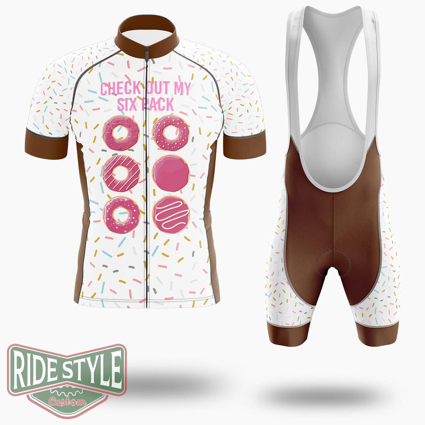 Donuts Check Out My Six Pack Cycling Jersey Kit, Bicycle Clothing Summer New - Short Sleeve Cycling Jersey Kit-White