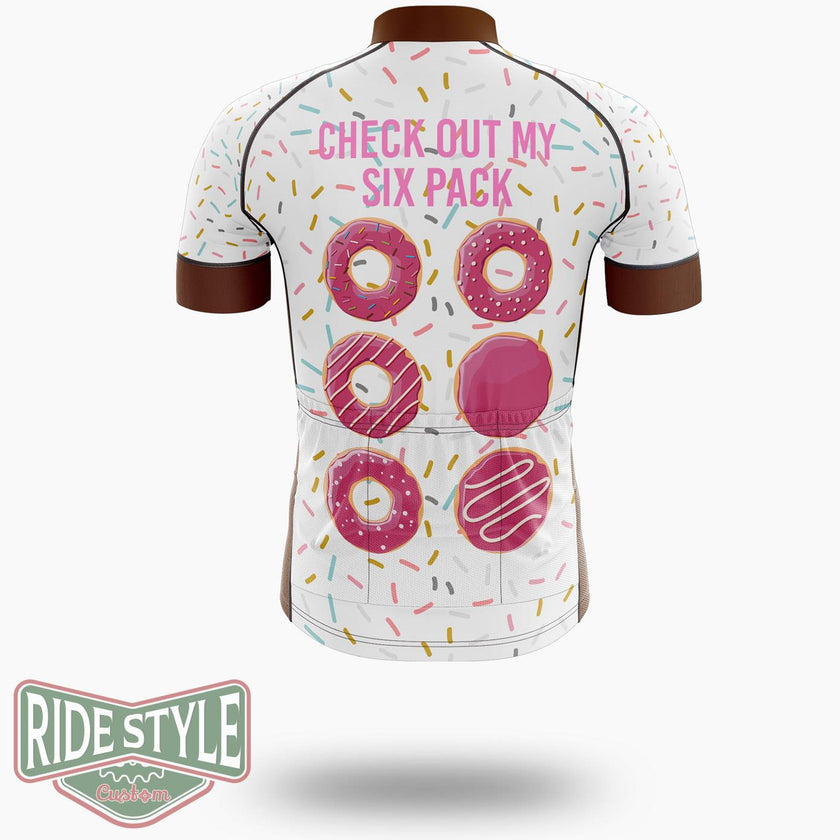 Donuts Check Out My Six Pack Cycling Jersey Kit, Bicycle Clothing Summer New - Short Sleeve Cycling Jersey-White