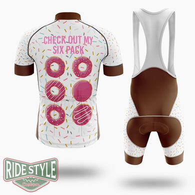 Donuts Check Out My Six Pack Cycling Jersey Kit, Bicycle Clothing Summer New - Short Sleeve Cycling Jersey Kit-White
