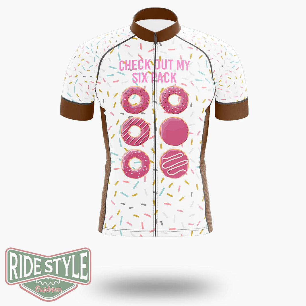 Donuts Check Out My Six Pack Cycling Jersey Kit, Bicycle Clothing Summer New - Short Sleeve Cycling Jersey-White