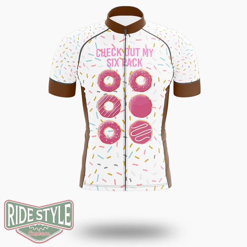 Donuts Check Out My Six Pack Cycling Jersey Kit, Bicycle Clothing Summer New - Short Sleeve Cycling Jersey-White