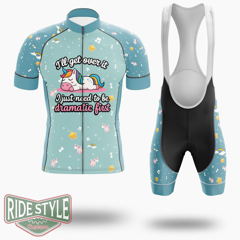 Dramatic Unicorn It I Just Need To Be Dramatic First Humor Cycling Jersey Kit, Bicycle Clothing - Short Sleeve Cycling Jersey Kit-White