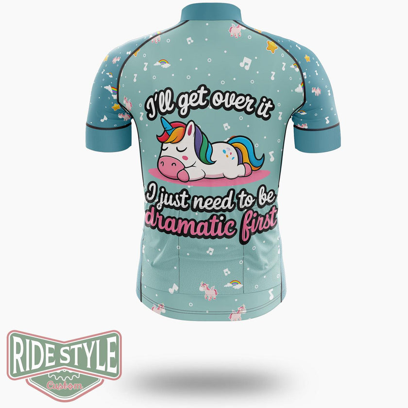Dramatic Unicorn It I Just Need To Be Dramatic First Humor Cycling Jersey Kit, Bicycle Clothing - Short Sleeve Cycling Jersey-White