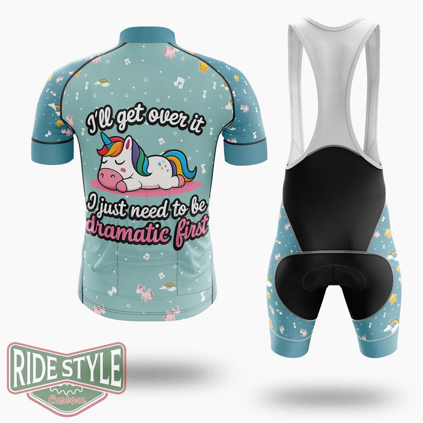 Dramatic Unicorn It I Just Need To Be Dramatic First Humor Cycling Jersey Kit, Bicycle Clothing - Short Sleeve Cycling Jersey Kit-White