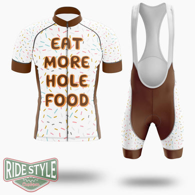 Eat More Hole Food Cycling Jersey Kit, Bicycle Clothing Summer New - Short Sleeve Cycling Jersey Kit-White