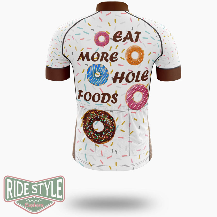 Eat More Hole Foods Shirt Cycling Jersey Kit, Bicycle Clothing Summer New - Short Sleeve Cycling Jersey-White