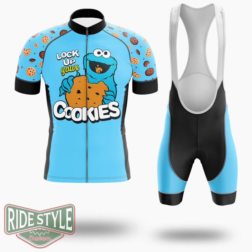 Elmo And Cookie Monster Cycling Jersey Kit, Bicycle Clothing - Short Sleeve Cycling Jersey Kit-White