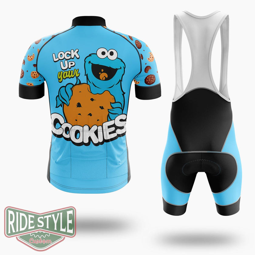 Elmo And Cookie Monster Cycling Jersey Kit, Bicycle Clothing - Short Sleeve Cycling Jersey Kit-White
