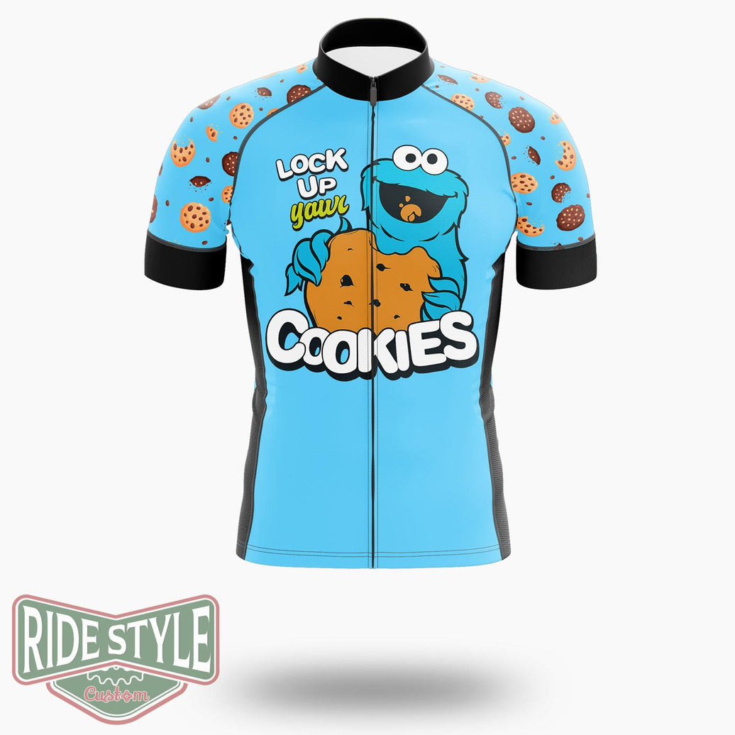 Elmo And Cookie Monster Cycling Jersey Kit, Bicycle Clothing - Short Sleeve Cycling Jersey-White