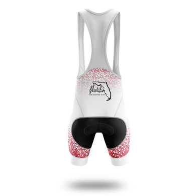 Florida Map Cycling Short Sleeve Jersey, Florida Map State Cycling Jersey and Bib Short - Bib Shorts-White