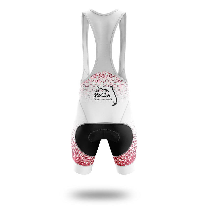 Florida Map Cycling Short Sleeve Jersey, Florida Map State Cycling Jersey and Bib Short - Bib Shorts-White