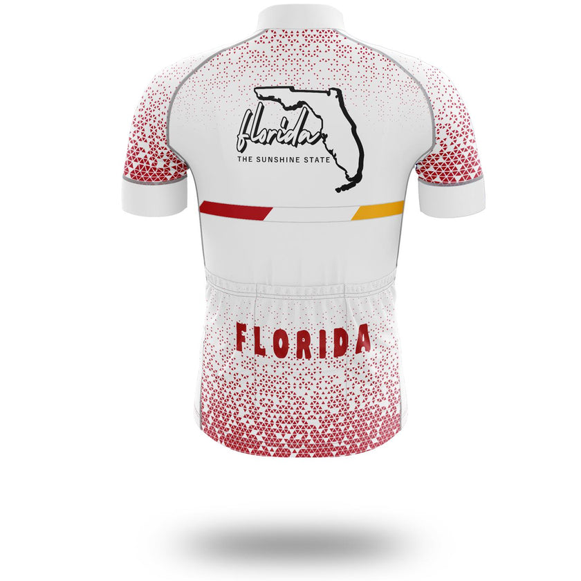 Florida Map Cycling Short Sleeve Jersey, Florida Map State Cycling Jersey and Bib Short - Short Sleeve Cycling Jersey-White