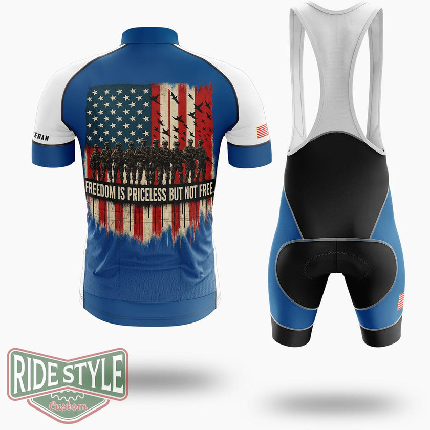 Freedom Is Priceless But Not Free Cycling Jersey - Short Sleeve Cycling Jersey Kit-White