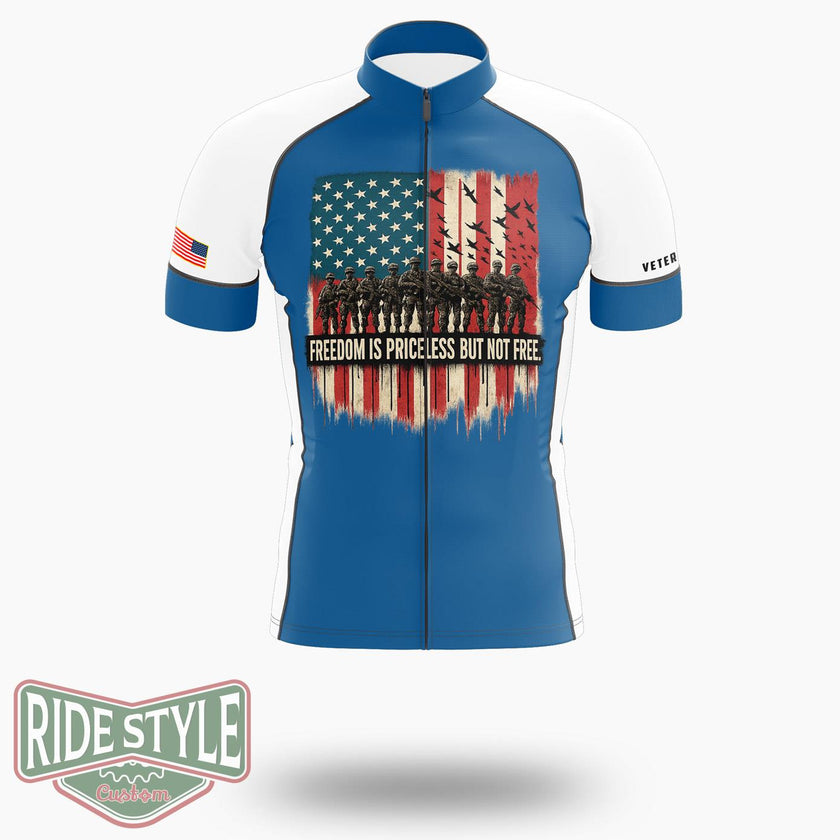 Freedom Is Priceless But Not Free Cycling Jersey - Short Sleeve Cycling Jersey-White