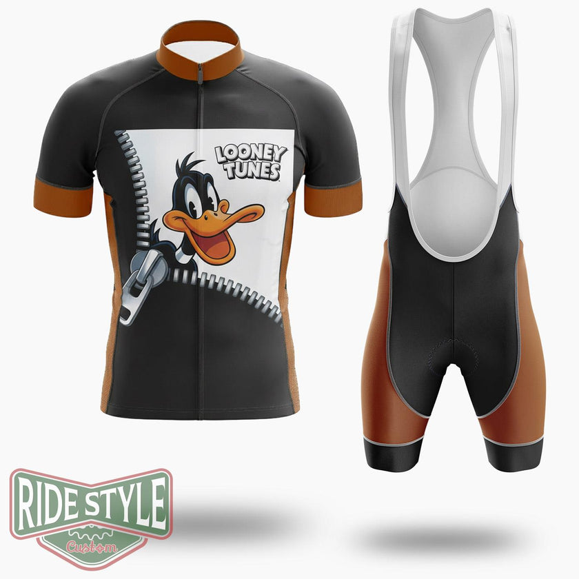 Funny Cartoon Duck 90s Retro Looney Tunes Cycling Jersey Kit - Short Sleeve Cycling Jersey Kit-White