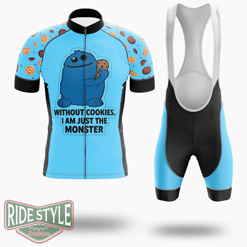 Funny Cookie Monster Sweet Treat Meme Cycling Jersey Kit, Bicycle Clothing - Short Sleeve Cycling Jersey Kit-White