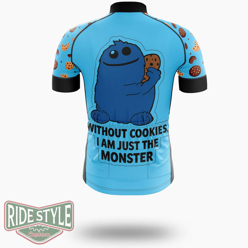 Funny Cookie Monster Sweet Treat Meme Cycling Jersey Kit, Bicycle Clothing - Short Sleeve Cycling Jersey-White