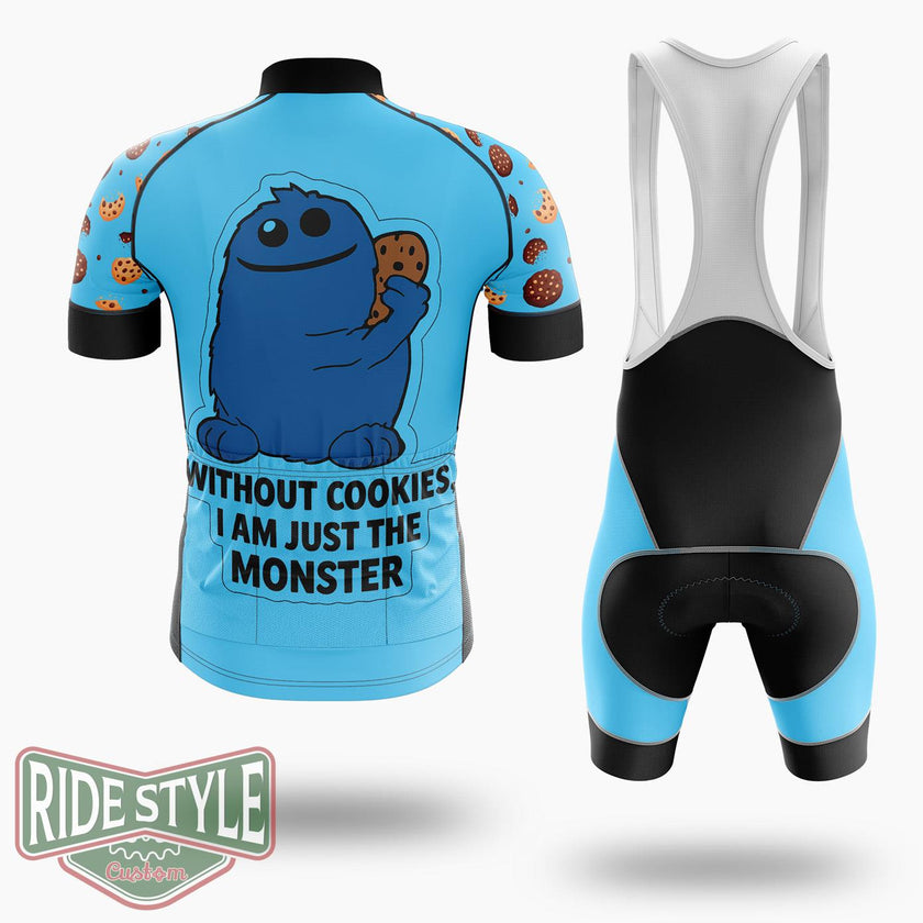 Funny Cookie Monster Sweet Treat Meme Cycling Jersey Kit, Bicycle Clothing - Short Sleeve Cycling Jersey Kit-White