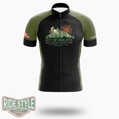 Funny Cycling Jersey, Out Of Breath Cycling Society Jersey - Short Sleeve Cycling Jersey-White