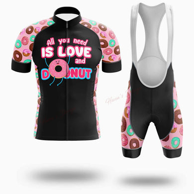 Funny Donut, All You Need Is Love And Donut Cycling Jersey Short Sleeve - Short Sleeve Cycling Jersey Kit-White
