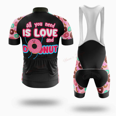 Funny Donut, All You Need Is Love And Donut Cycling Jersey Short Sleeve - Short Sleeve Cycling Jersey Kit-White