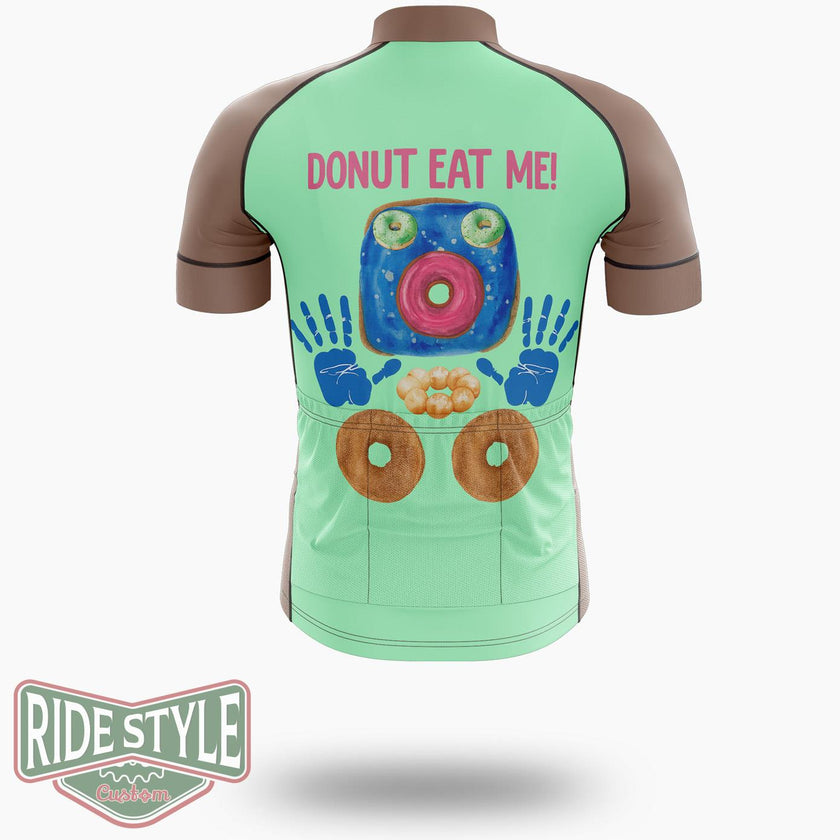 Funny Donut Eat Me Cycling Jersey Kit, Bicycle Clothing Summer New - Short Sleeve Cycling Jersey-White