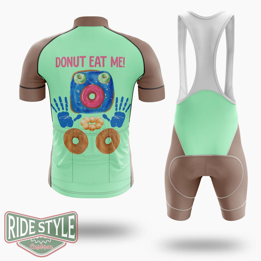 Funny Donut Eat Me Cycling Jersey Kit, Bicycle Clothing Summer New - Short Sleeve Cycling Jersey Kit-White