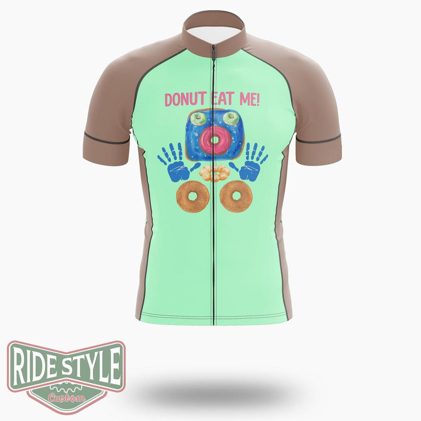 Funny Donut Eat Me Cycling Jersey Kit, Bicycle Clothing Summer New - Short Sleeve Cycling Jersey-White