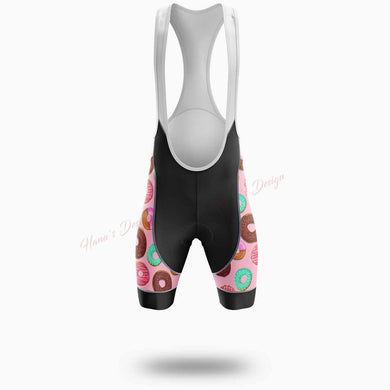 Funny Donut, I'm Just Here For The Donuts Cycling Jersey Short Sleeve - Bib Shorts-White