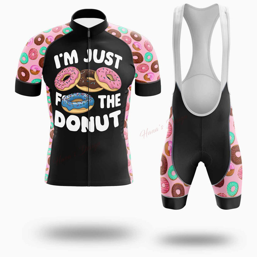 Funny Donut, I'm Just Here For The Donuts Cycling Jersey Short Sleeve - Short Sleeve Cycling Jersey Kit-White