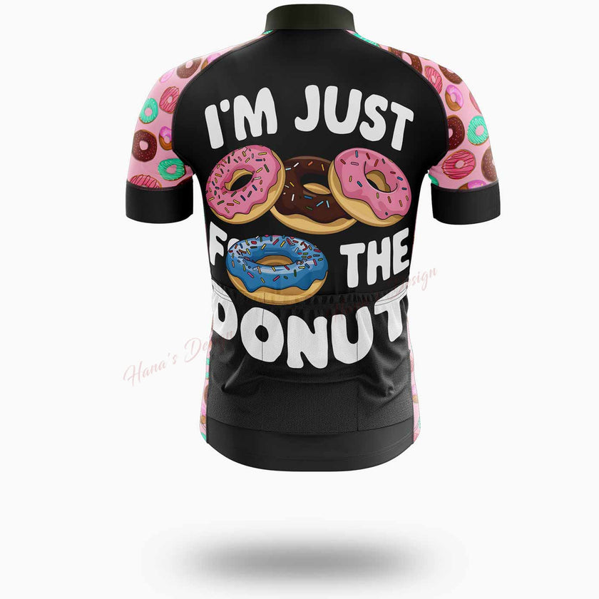 Funny Donut, I'm Just Here For The Donuts Cycling Jersey Short Sleeve - Short Sleeve Cycling Jersey-White