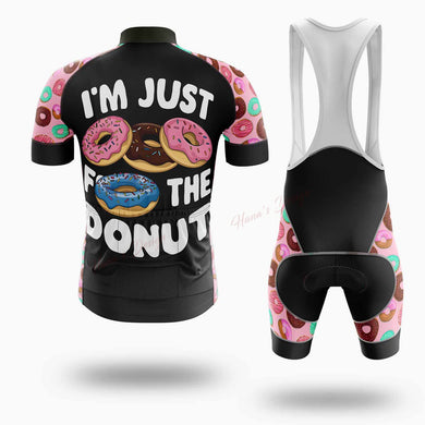 Funny Donut, I'm Just Here For The Donuts Cycling Jersey Short Sleeve - Short Sleeve Cycling Jersey Kit-White