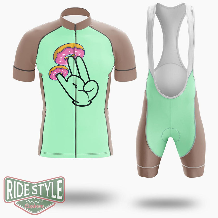 Funny Donuts With The Shocker Hand 2 And 1 Fingers Donut Lovers Humor Cycling Jersey Kit, Bicycle Clothing Summer New - Short Sleeve Cycling Jersey Kit-White