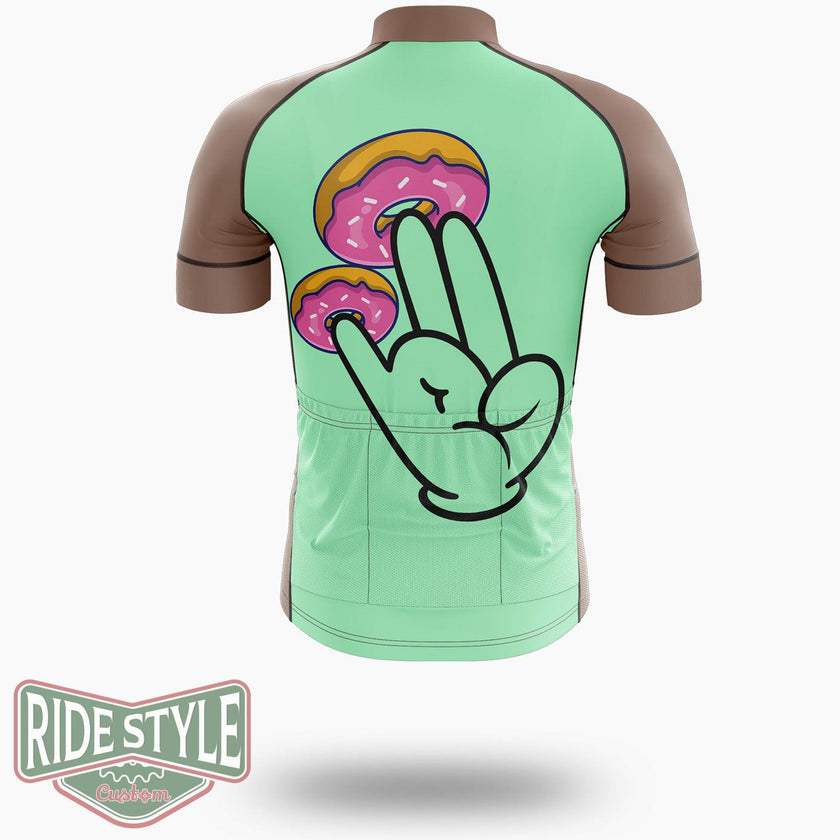 Funny Donuts With The Shocker Hand 2 And 1 Fingers Donut Lovers Humor Cycling Jersey Kit, Bicycle Clothing Summer New - Short Sleeve Cycling Jersey-White