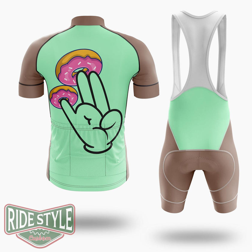 Funny Donuts With The Shocker Hand 2 And 1 Fingers Donut Lovers Humor Cycling Jersey Kit, Bicycle Clothing Summer New - Short Sleeve Cycling Jersey Kit-White