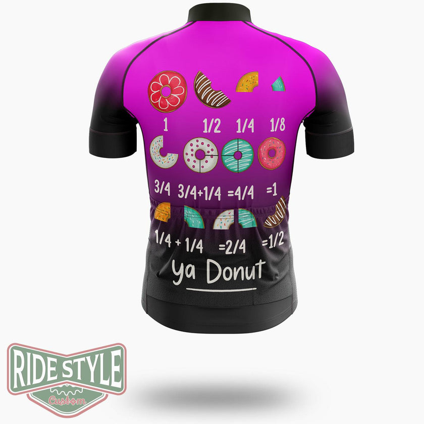 Funny Math Donut Fraction Back To School Teacher Cycling Jersey Kit, Bicycle Clothing - Short Sleeve Cycling Jersey-White