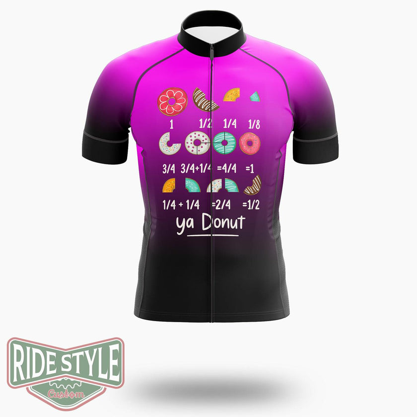 Funny Math Donut Fraction Back To School Teacher Cycling Jersey Kit, Bicycle Clothing - Short Sleeve Cycling Jersey-White