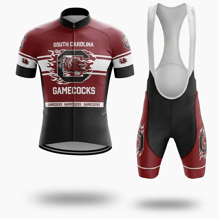 Gamecocks Cycling Jersey, South Carolina Men's Cycling Jersey - Short Sleeve Cycling Jersey Kit-White