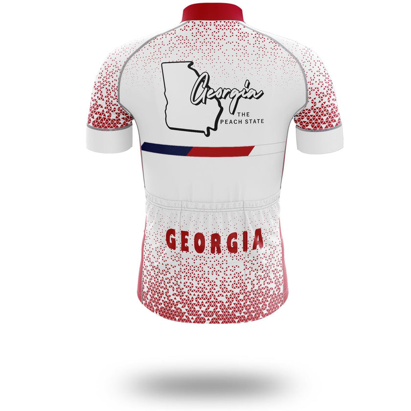 Georgia Cycling Short Sleeve Jersey, Georgia Map Cycling Jersey and Bib Short - Short Sleeve Cycling Jersey-White