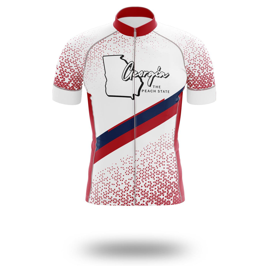 Georgia Cycling Short Sleeve Jersey, Georgia Map Cycling Jersey and Bib Short - Short Sleeve Cycling Jersey-White