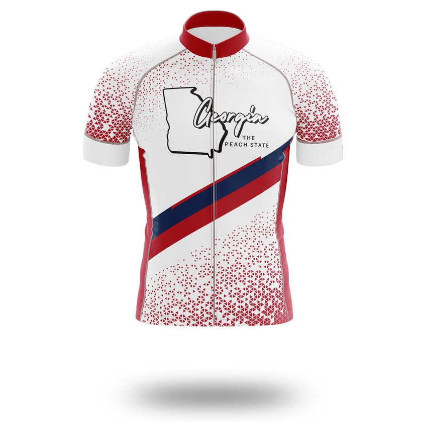 Georgia Cycling Short Sleeve Jersey, Georgia Map Cycling Jersey and Bib Short - Short Sleeve Cycling Jersey-White