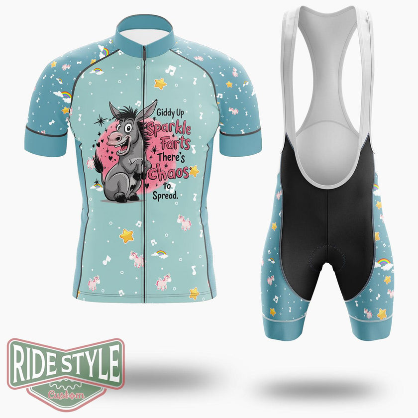 Giddy Up Sparkle Farts There's Chaos To Spread Cycling Jersey Kit, Bicycle Clothing - Short Sleeve Cycling Jersey Kit-White