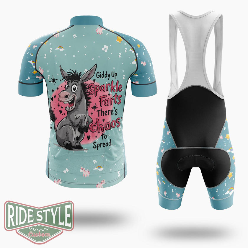 Giddy Up Sparkle Farts There's Chaos To Spread Cycling Jersey Kit, Bicycle Clothing - Short Sleeve Cycling Jersey Kit-White