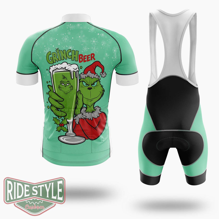 Grinch Beer Funny Merrry Christmas Cycling Jersey Kit - Short Sleeve Cycling Jersey Kit-White