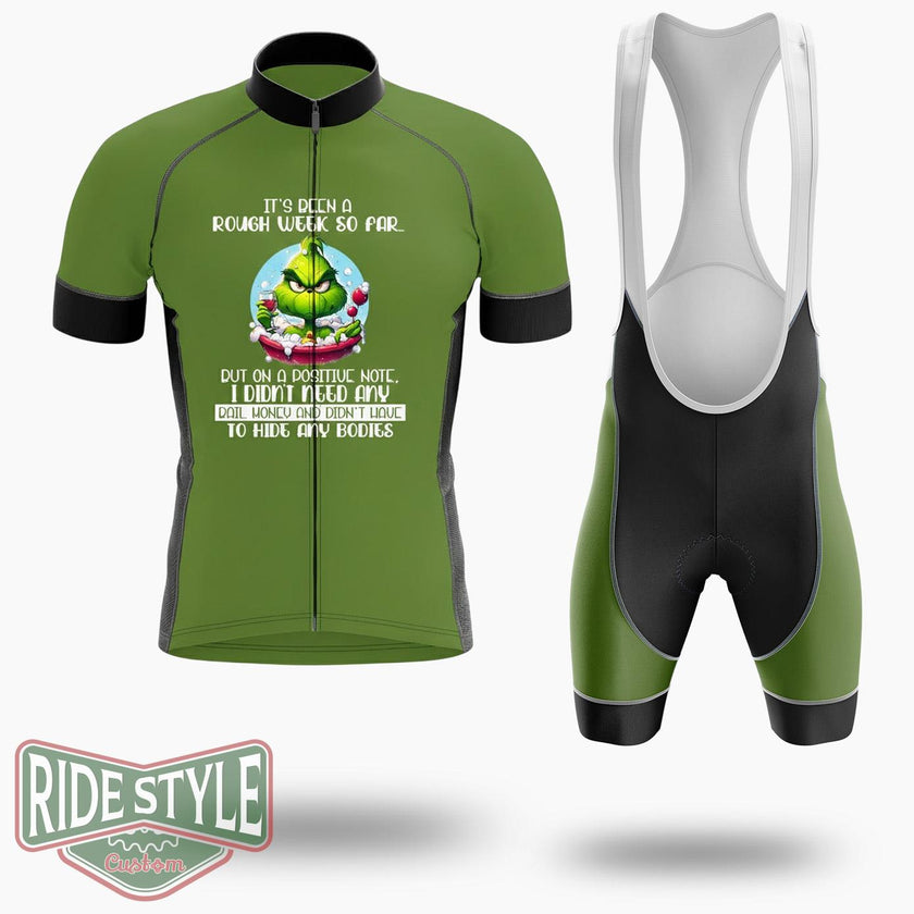 Grinch It's Been A Rough Week So Far Cycling Jersey Kit - Short Sleeve Cycling Jersey Kit-White