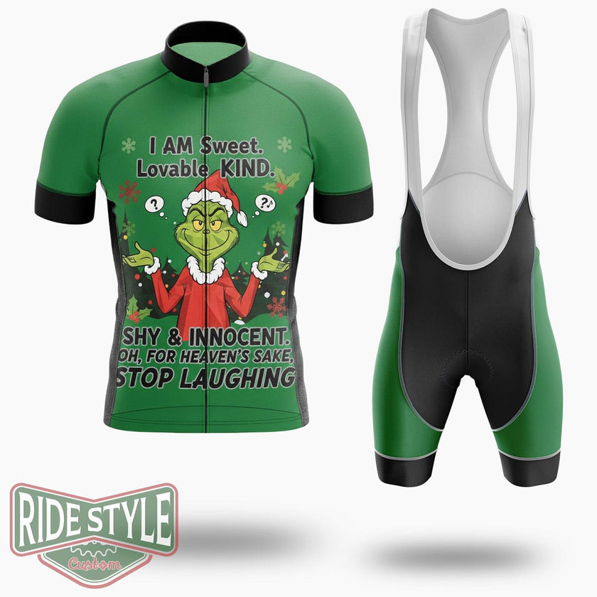 Grinchmas I Am Sweet, Lovable Kind Cycling Jersey Kit - Short Sleeve Cycling Jersey Kit-White